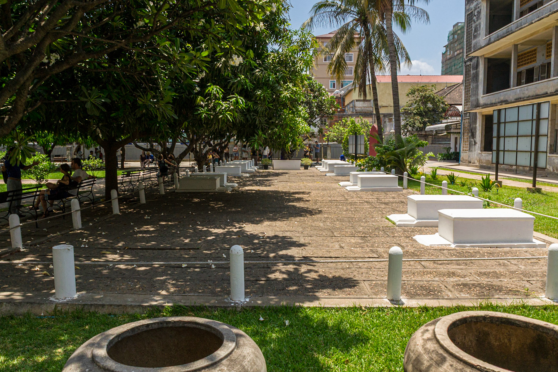 Tuol Sleng Genocide Museum -Graves in the grounds of the former High School used as the notorious security prison S-21.