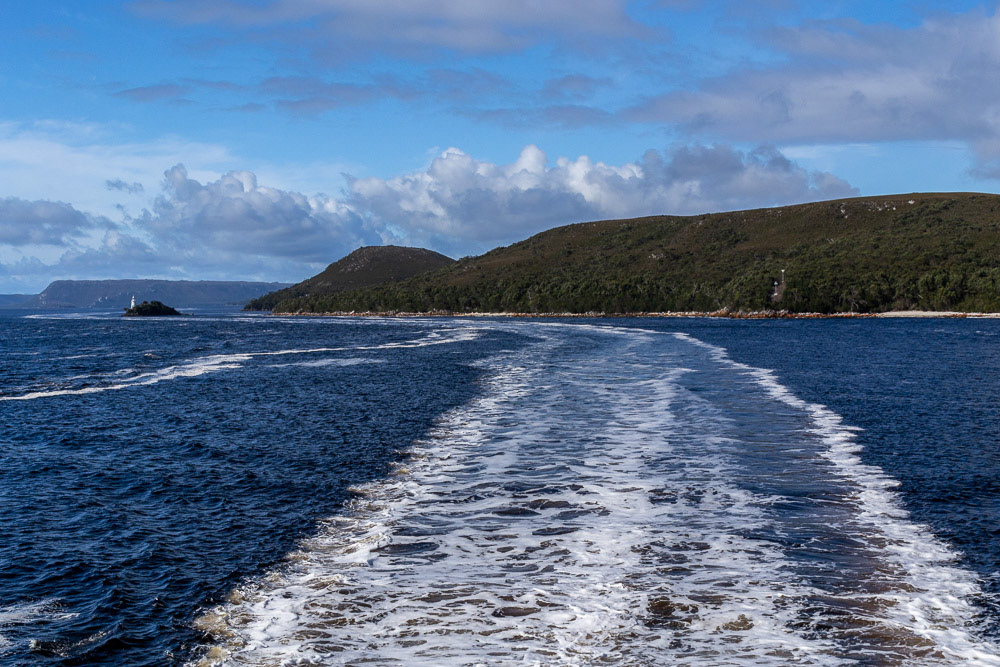 Looking back towards Bonnet Island lighthouse from the main channel.