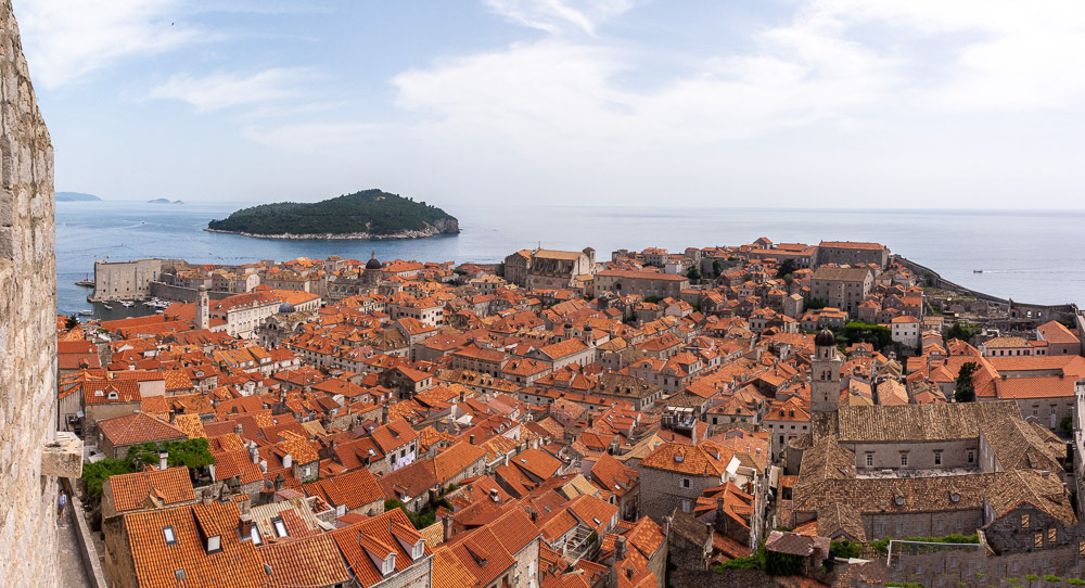 Terracotta roofs of Old Dubrovnik. Colour tells a story of of the extent of destruction during the Bosnian conflict.