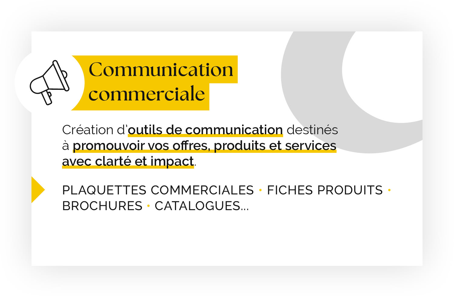 Communication commerciale - Création d’outils de communication destinés  à promouvoir vos offres, produits et services avec clarté et impact - Plaquettes commerciales • fiches produits • brochures • catalogues