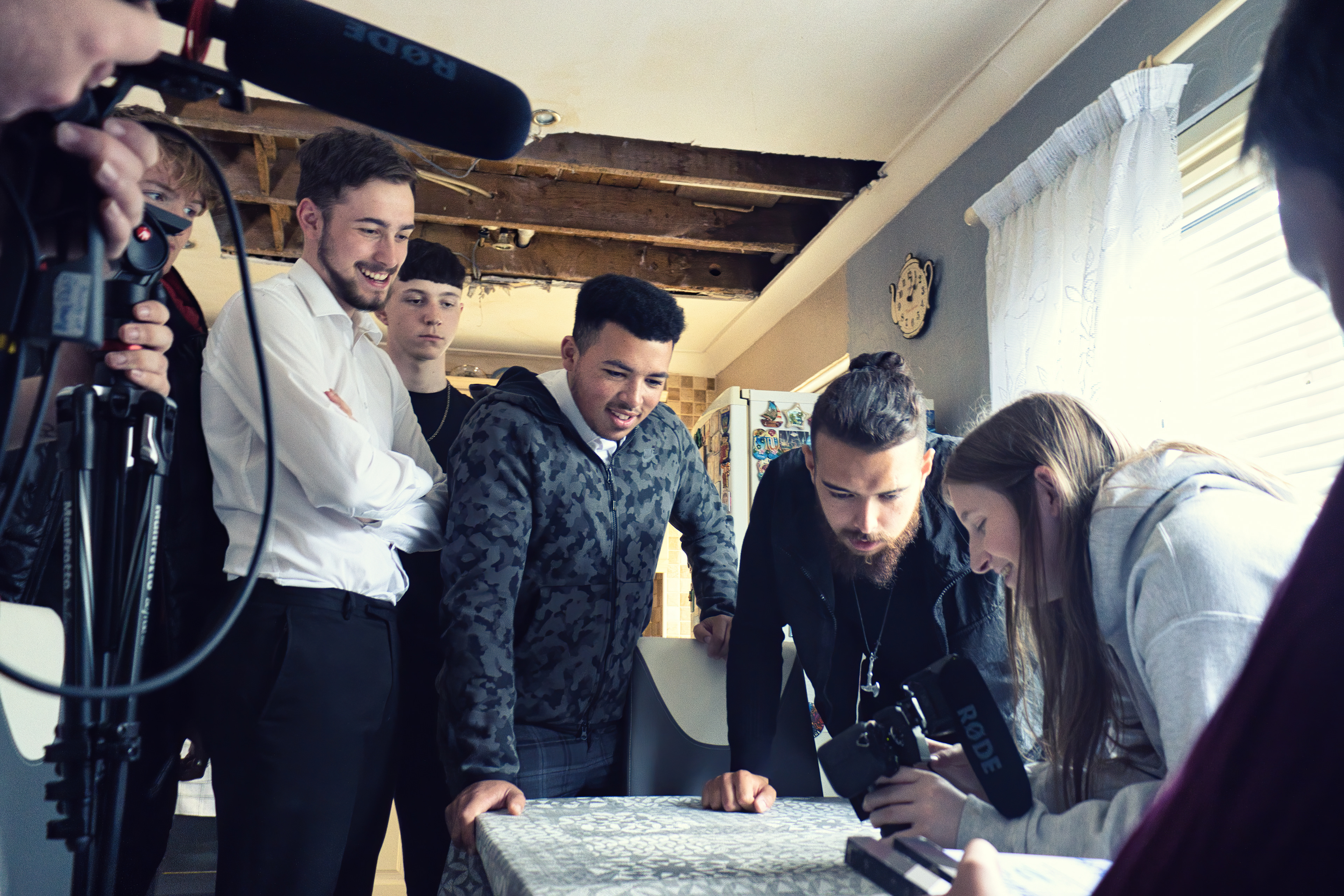 Showing the actors some footage we shot