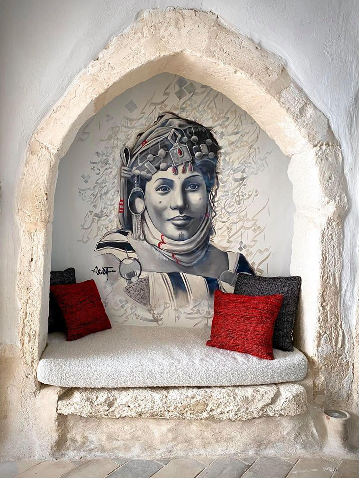 one more depiction of #Tunisia's timeless #Amazigh heritage, revived by today's #StreetArts, revisiting streets and #indoors alike, from inside El Fondouk, Djerba Island.. Beautiful day! photo credits unknown