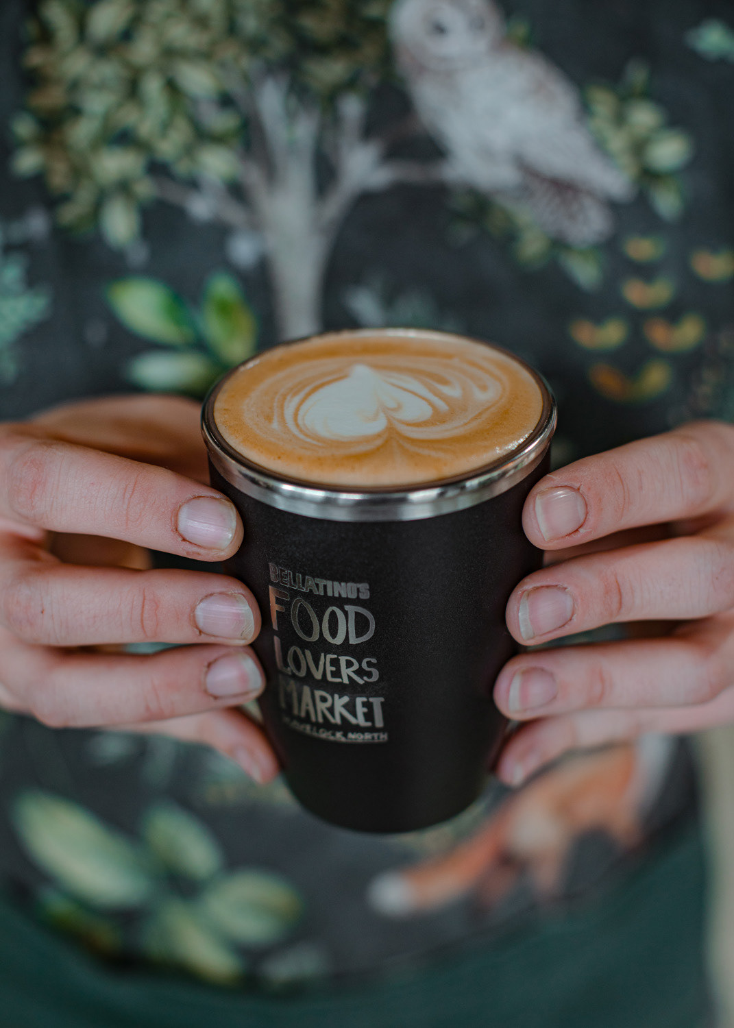 A coffee fix served in Bellatino's keep cup