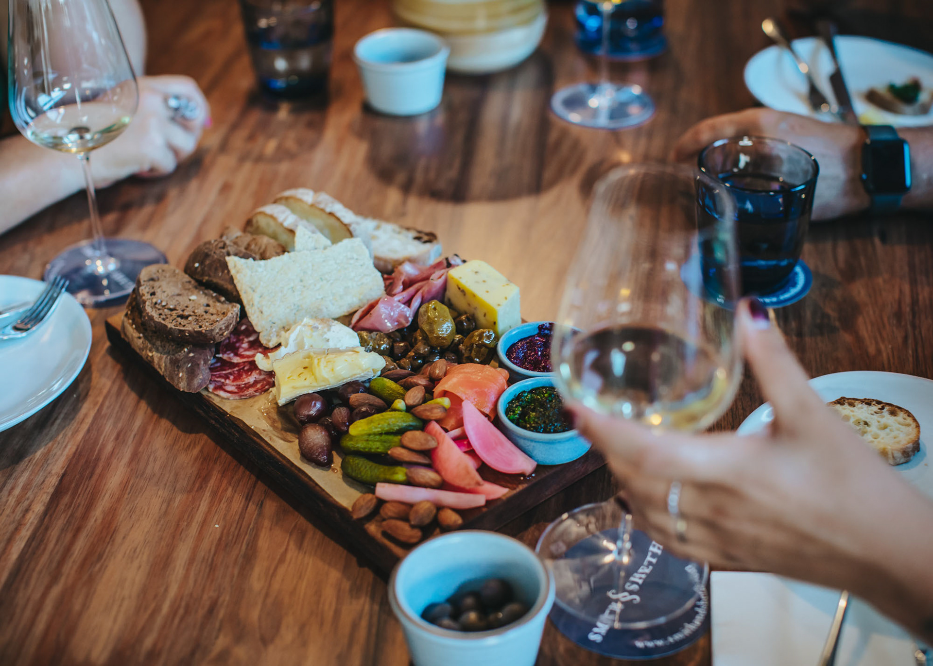Platters of nibbles to partake in while sipping wine