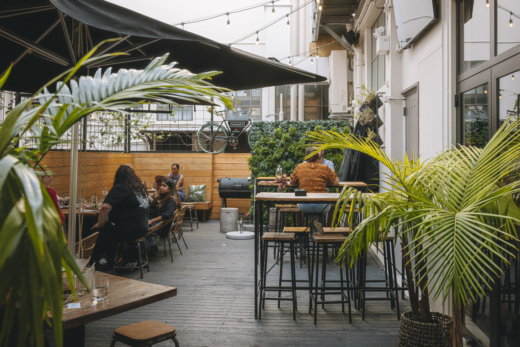 The garden bar at Market St Bar and Eatery