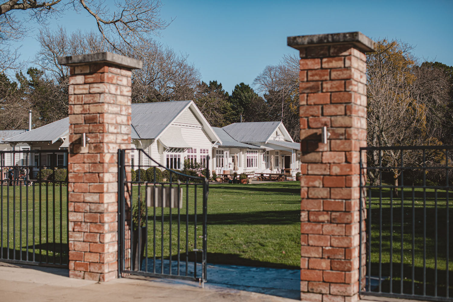 The view of the homestead from the gates of the pool house