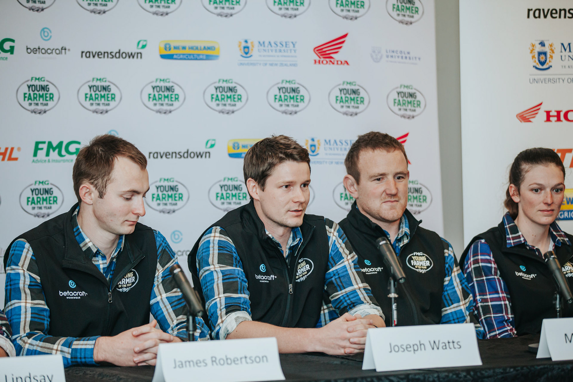 A mock press conference with the Young Farmer of the Year competitors