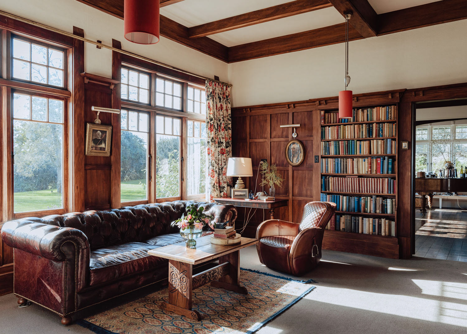 Bathed in sun, one of the lounge rooms inside Wallingford Homestead.