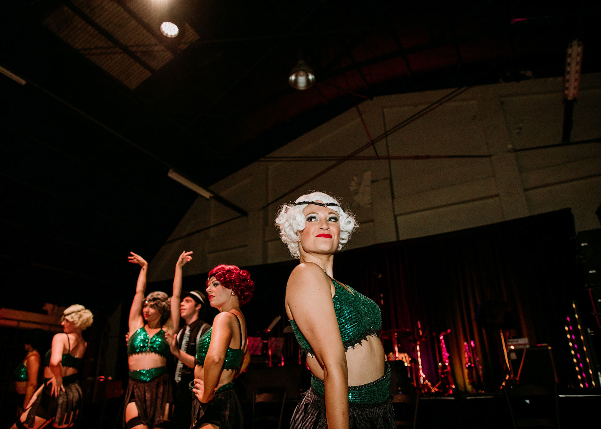Art Deco dancer strikes a pose at end of dance