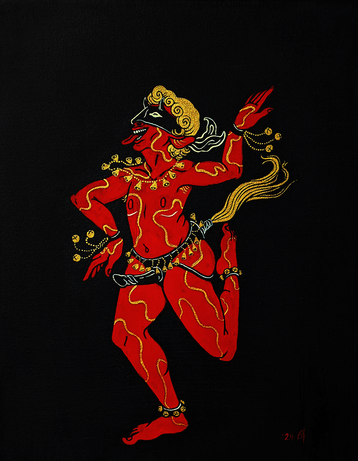 Kordax Dancer (2024) - acrylic ink and gouache on canvas