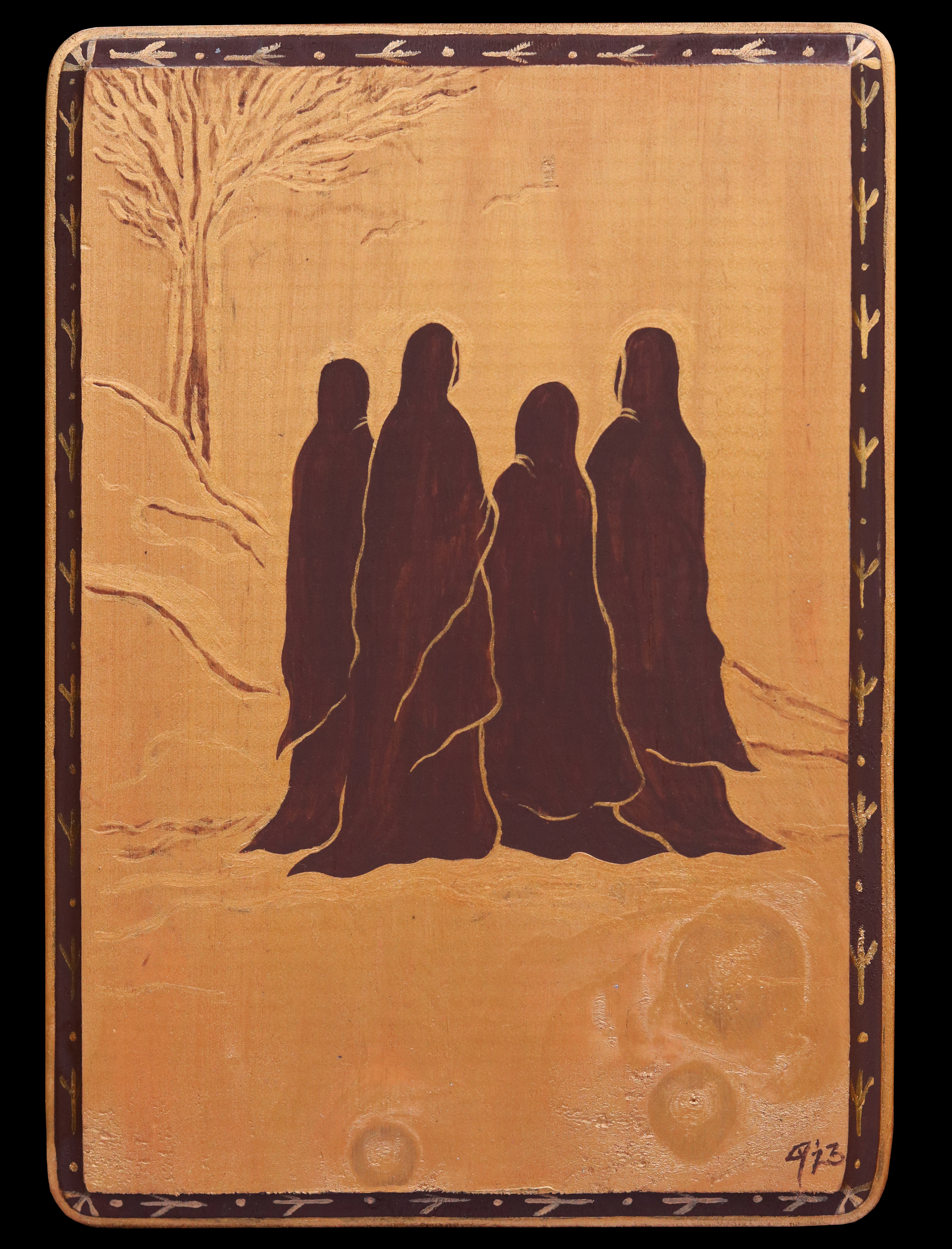 A Family Remembered (2023) - Mineral pigments and acrylic medium on wood plaque (7” x 10”)