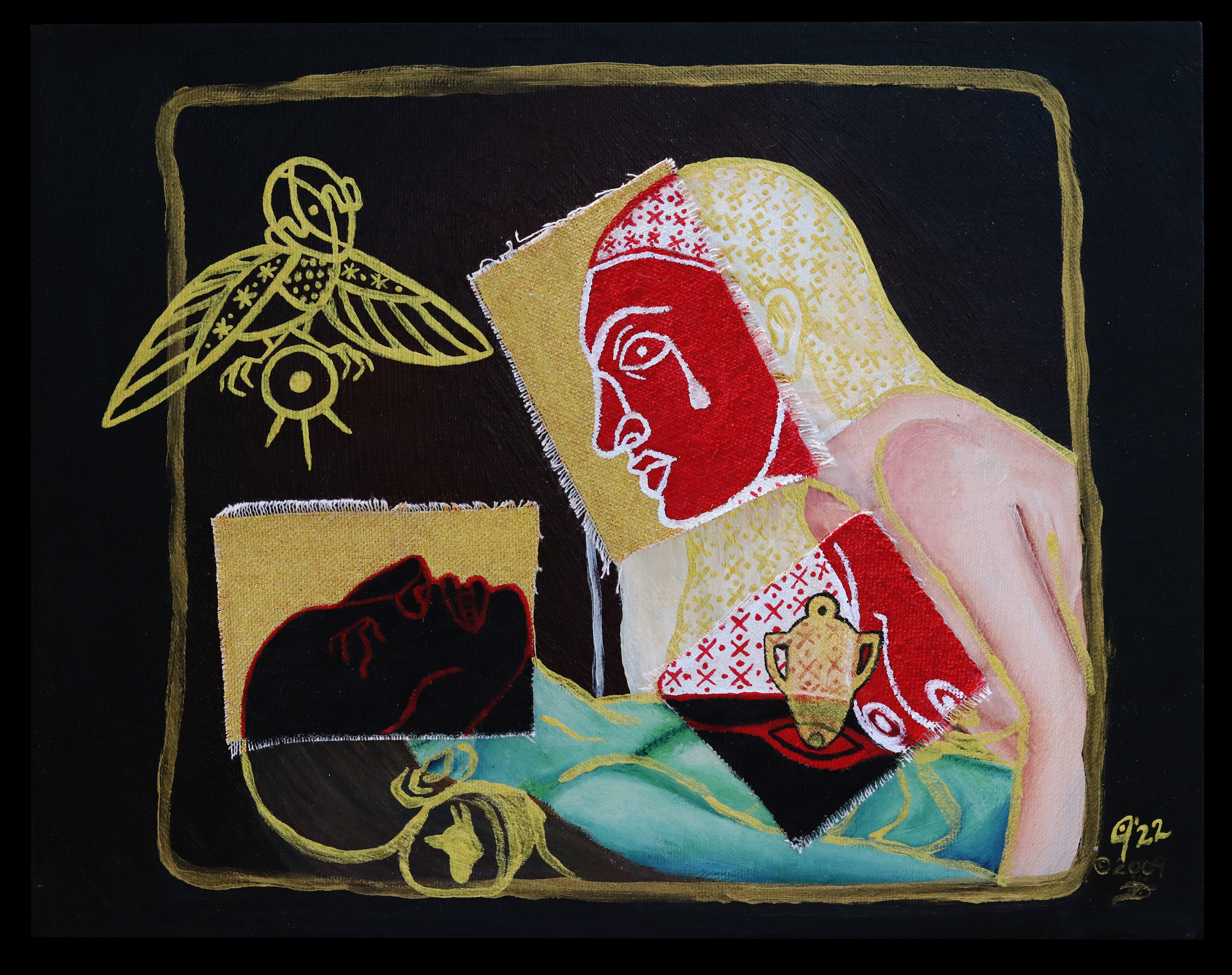 What’s Remembered II (2009/2022) - Acrylic, mineral pigment, canvas, and glue on canvas (14” x 11”)