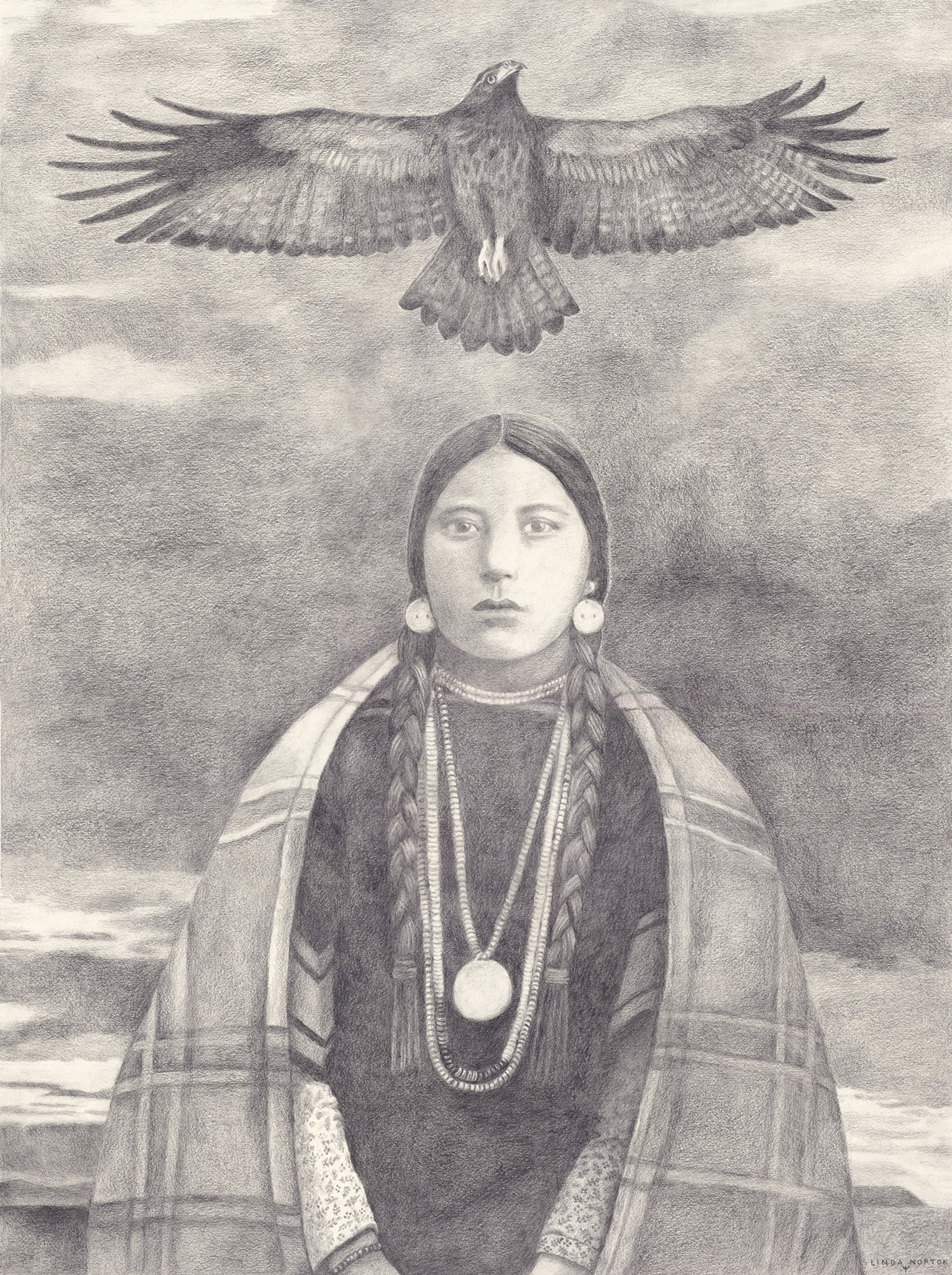 Spirit Eagle Drawing by Linda Norton