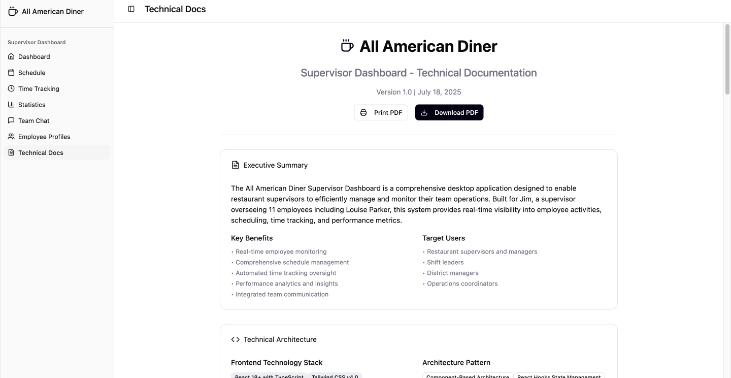 Technical Docs Desktop Supervisor Screen