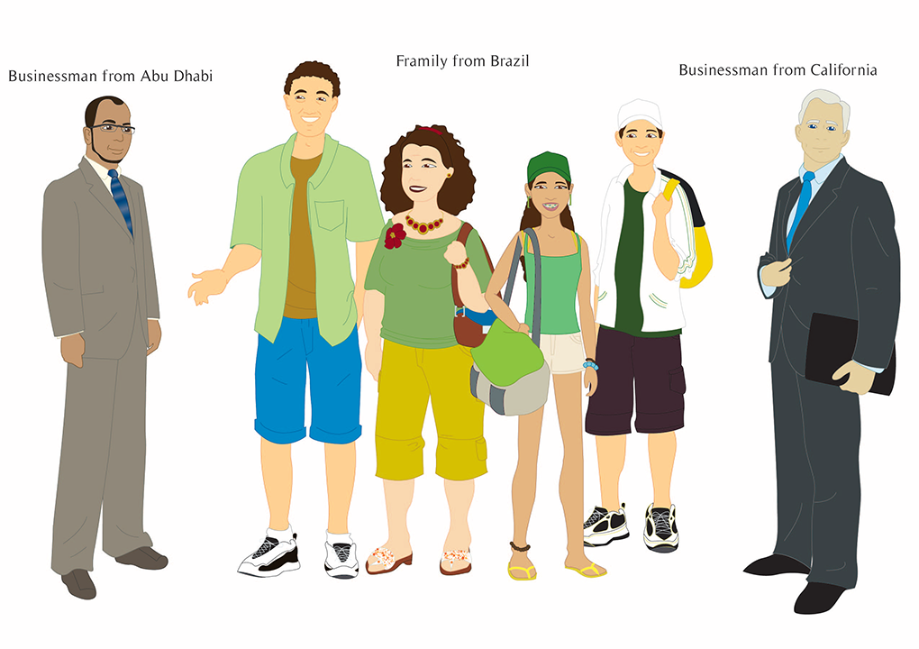 Characters from around the world, used in several scenes