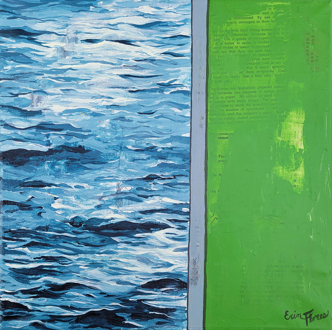 12x12" Water on one side of the wall and grass on the other. Painting Test for larger version.