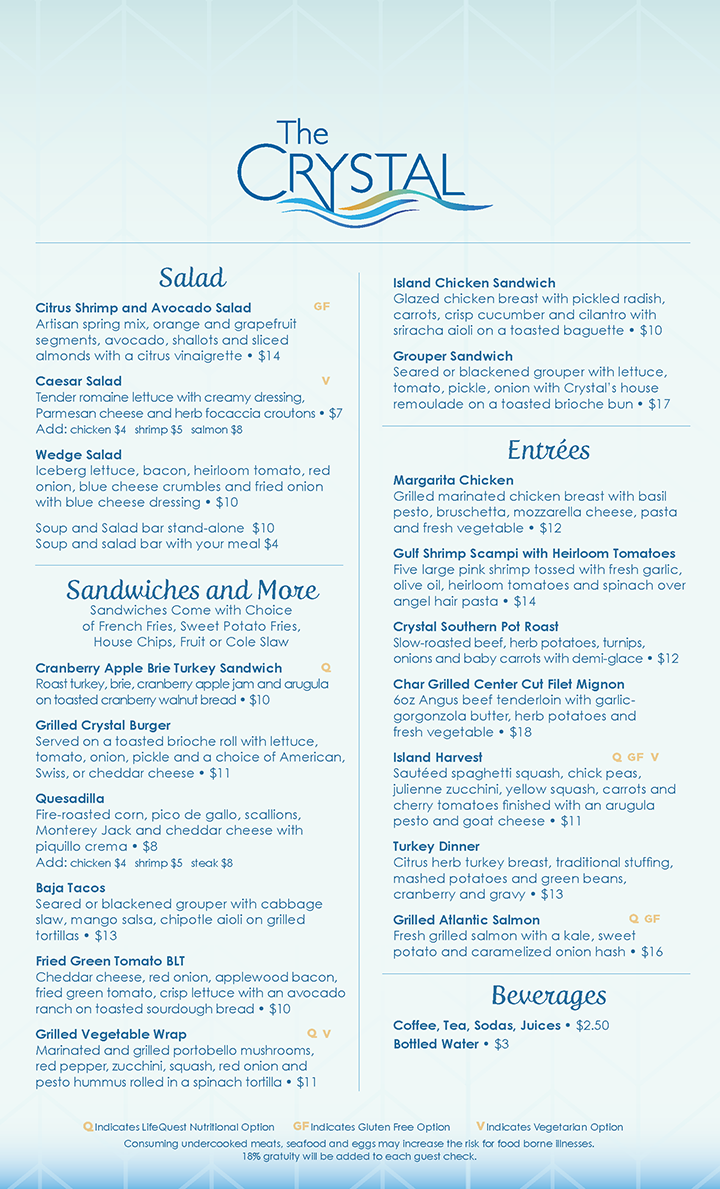 Menu with architectural elements used
