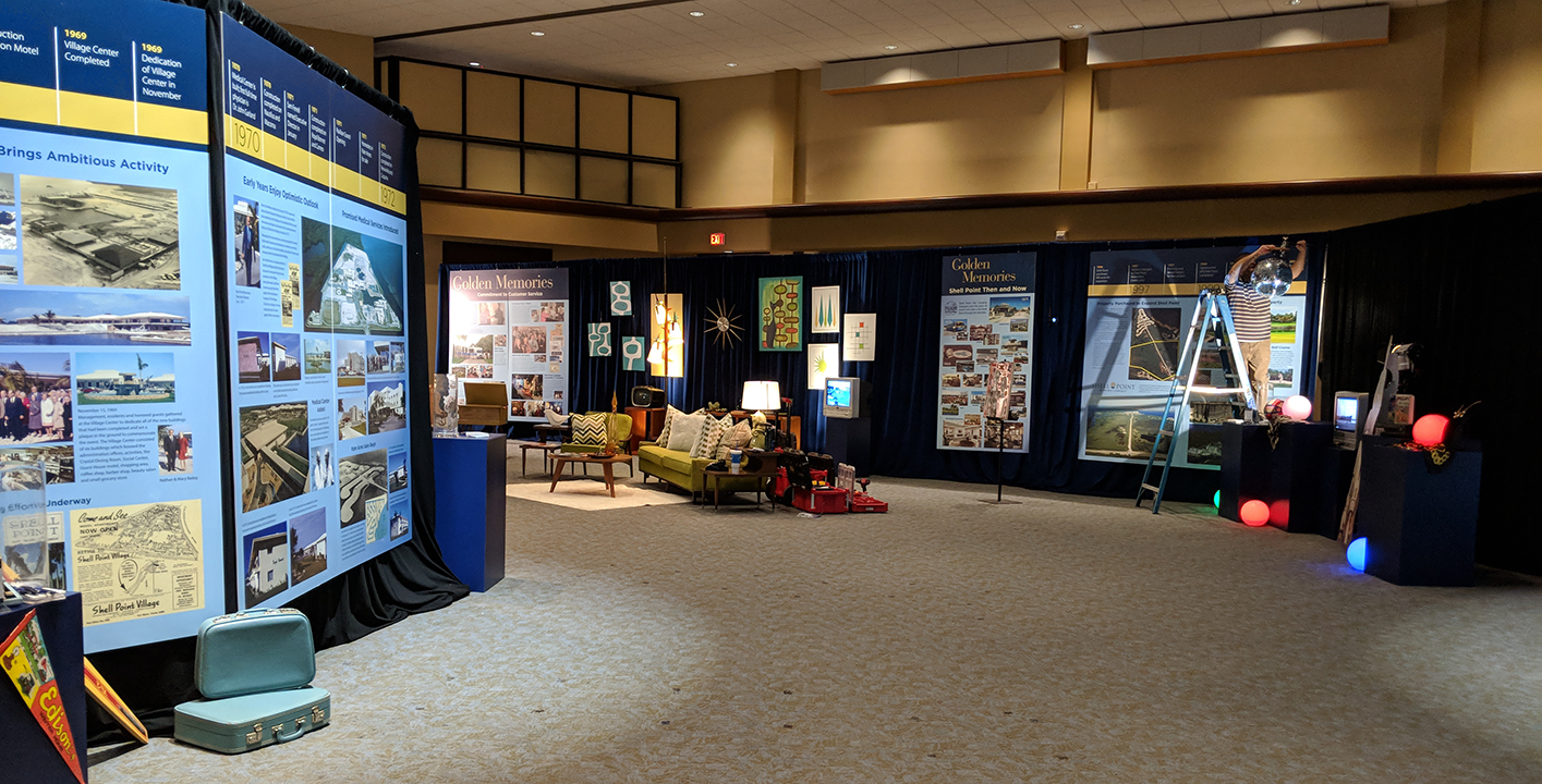 View of interactive elements juxtaposed to timeline boards