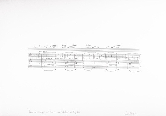 Franco Prinsloo / “#Music_for_isolated_musicians” Day 13: Voice (text: Phillip de Vos) Sirkellietjie #1 / 42cm(h) x 59.3cm(w) / archival ink drawing on Fabriano 250gms / 2023