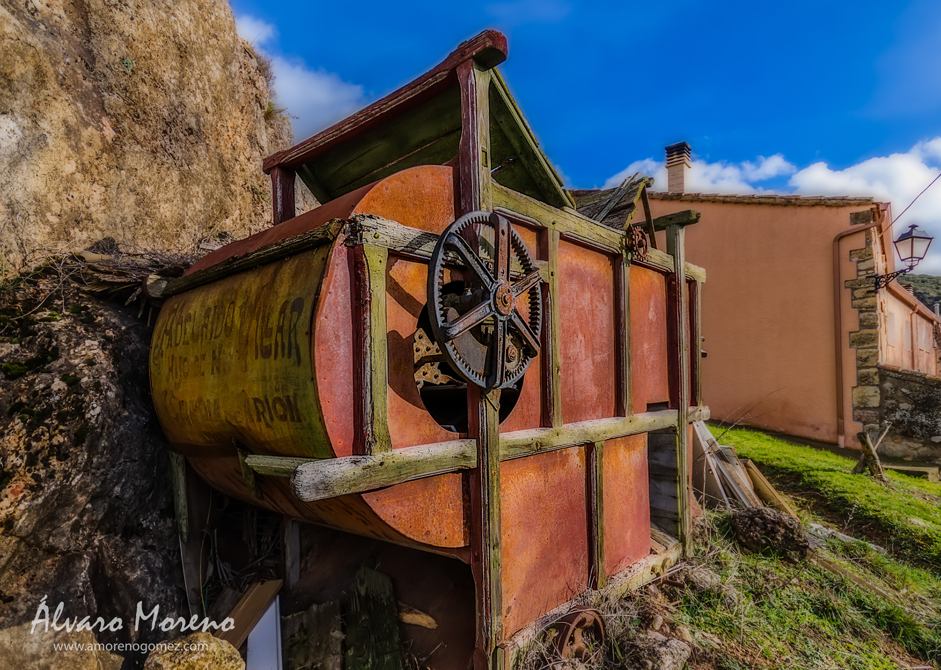 Abandoned thresher in a town in Guadalajara