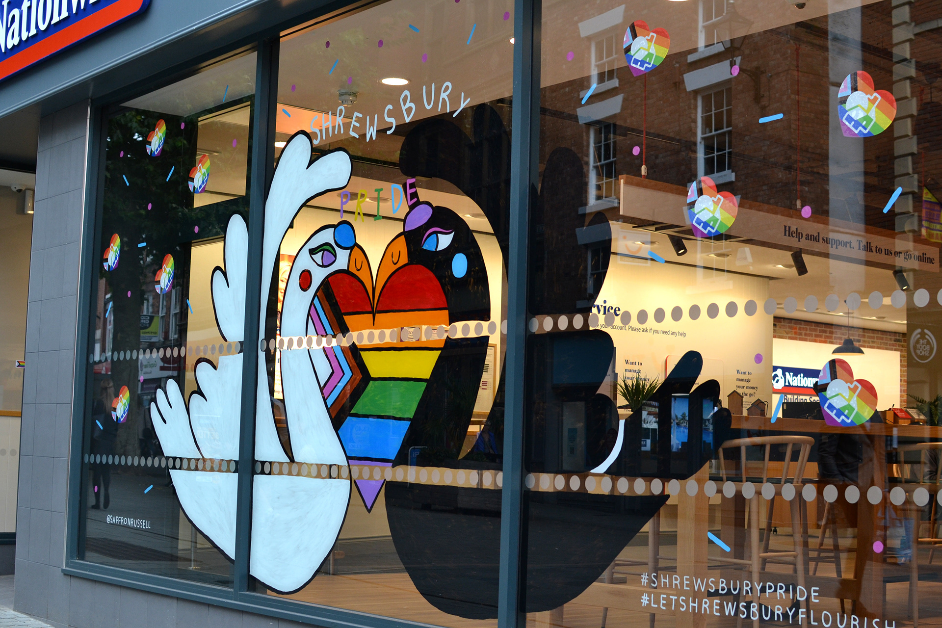 Saffron Russell Illustrator and Artist Nationwide Pride Window