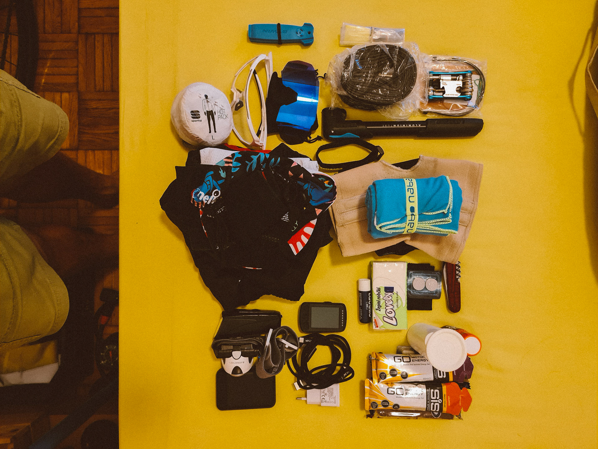This time only essentials for a day ride.