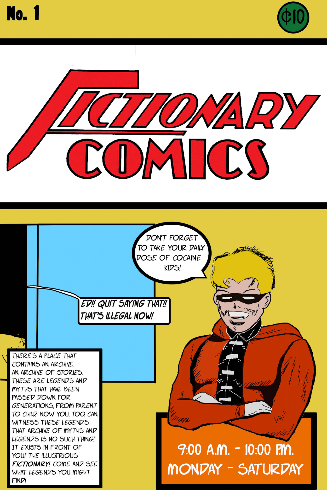One of a set of Branding Posters that is for a Comic Book Store called "Fictionary Comics"