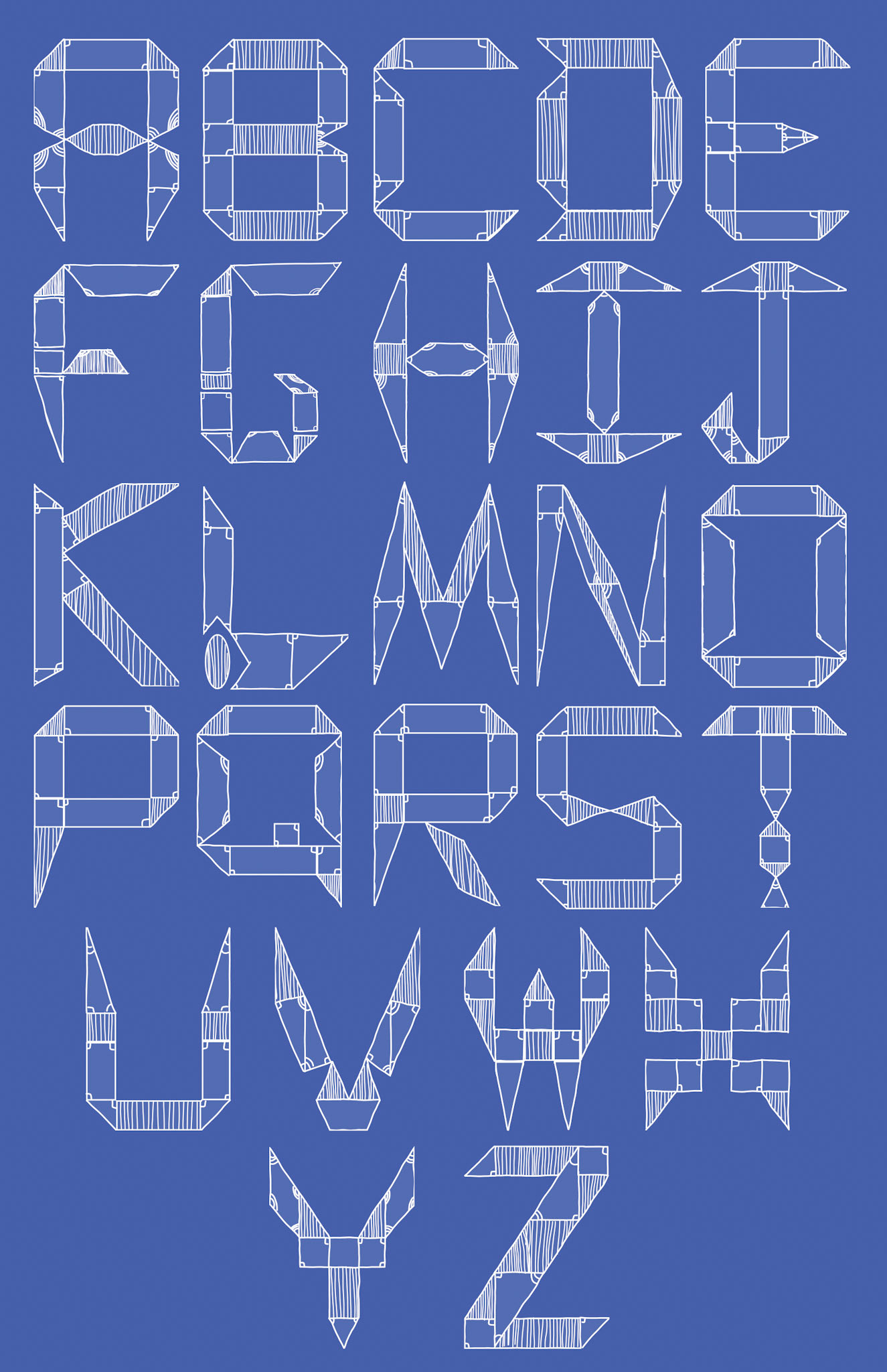 The poster for my typeface "I'm Feeling Blueprint"