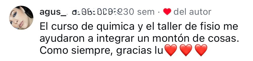 Agus logró integrar los contenidos de bioquímica y fisiología.