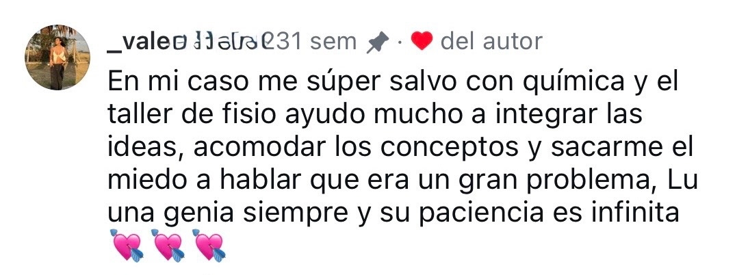 A Valen la salve con bioquimica y con fisio!!!