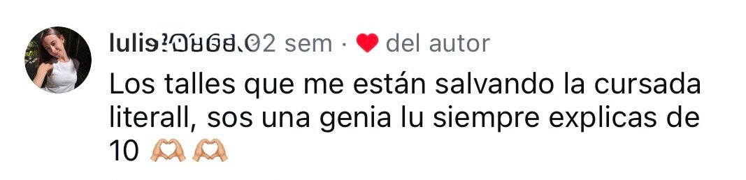 Luli dice que mis talleres la salvaron!!!