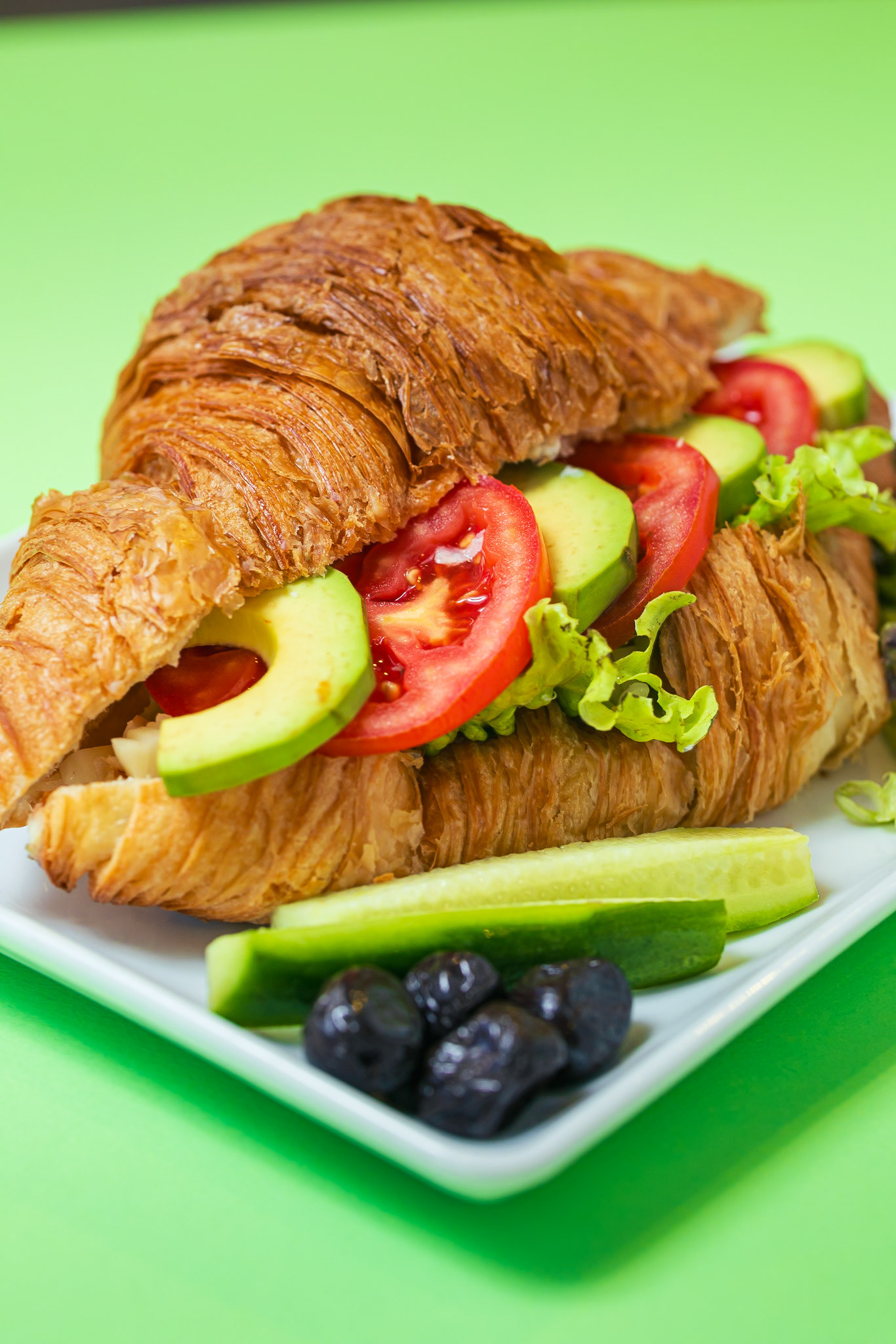 AVOCADO & TOMATO CROISSANT Need something quick for lunch? Come in for one of our amazing croissant combinations. This one with omega packed avocado and juicy red tomatos