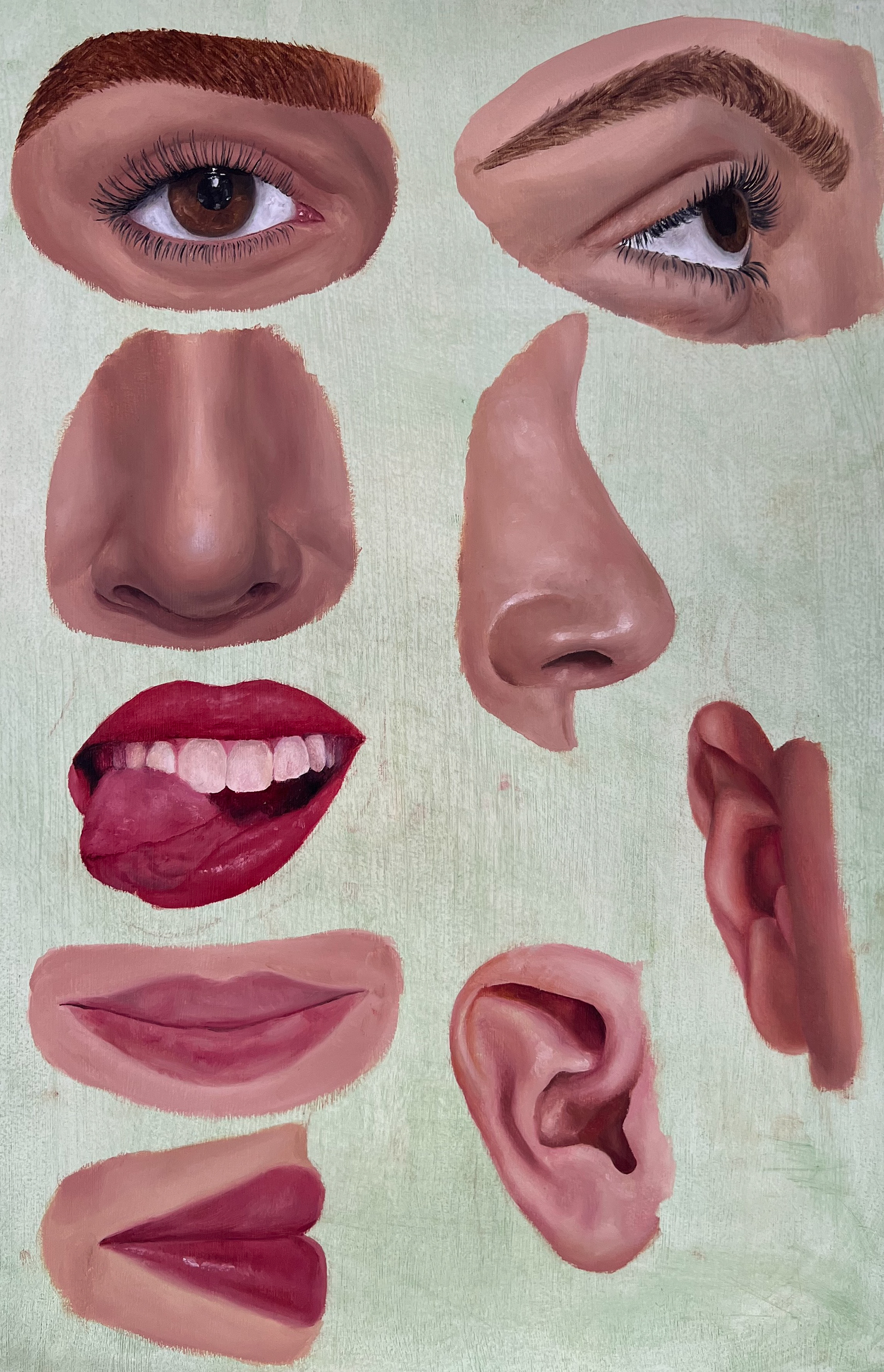 Facial Features, Oil on Paper, 2022