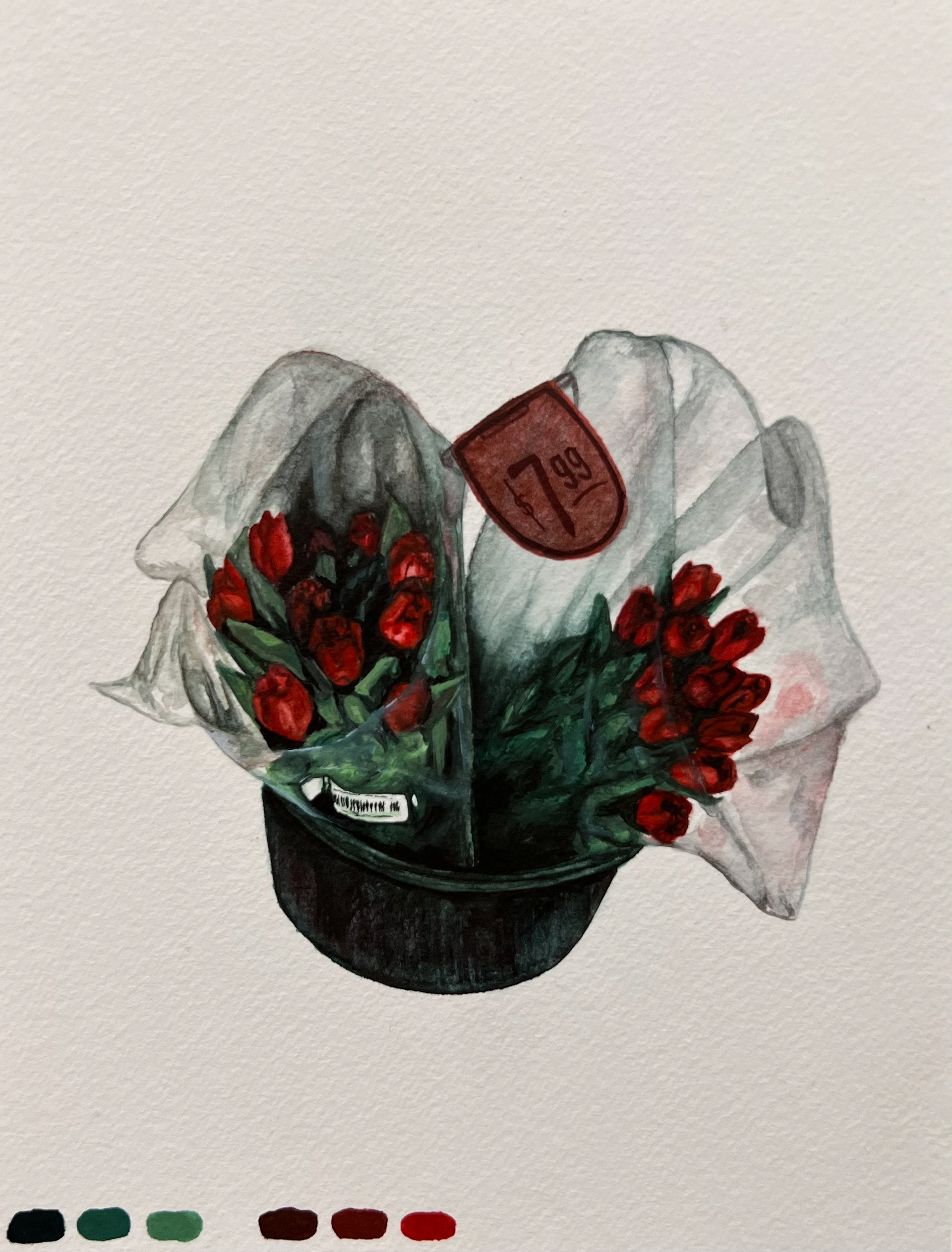 Tulips on Sale, Watercolor on Paper, 2022