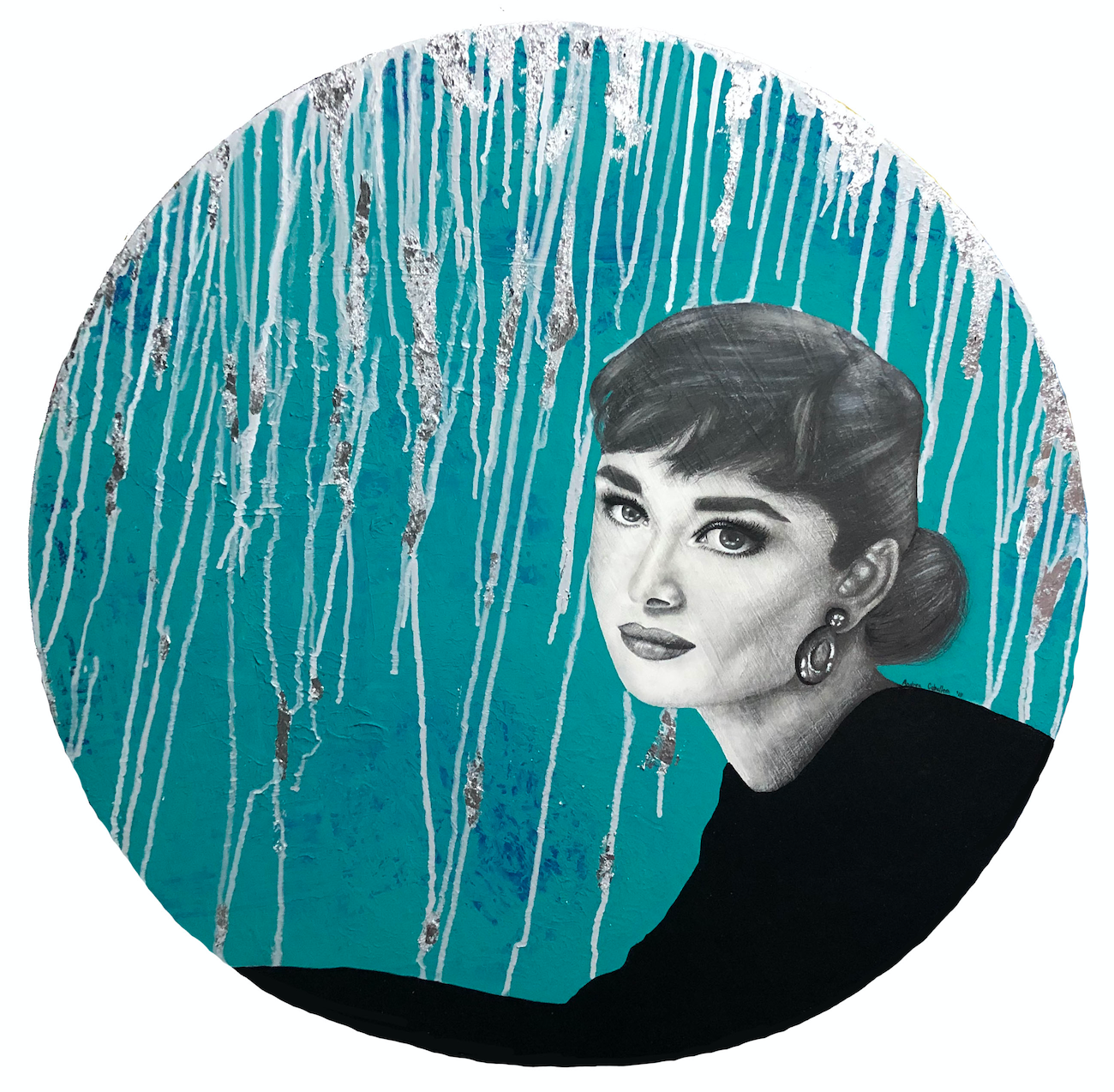 Timeless Icon, Mixed Media (Graphite, Ink, Acrylic, Silver Leaf) on Canvas, 2018