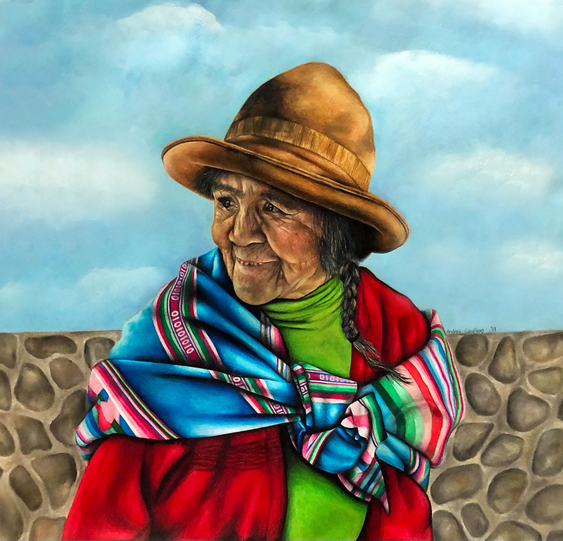 Doña Juanita, Colored Pencils, PanPastel, and Ink on Paper, 2018