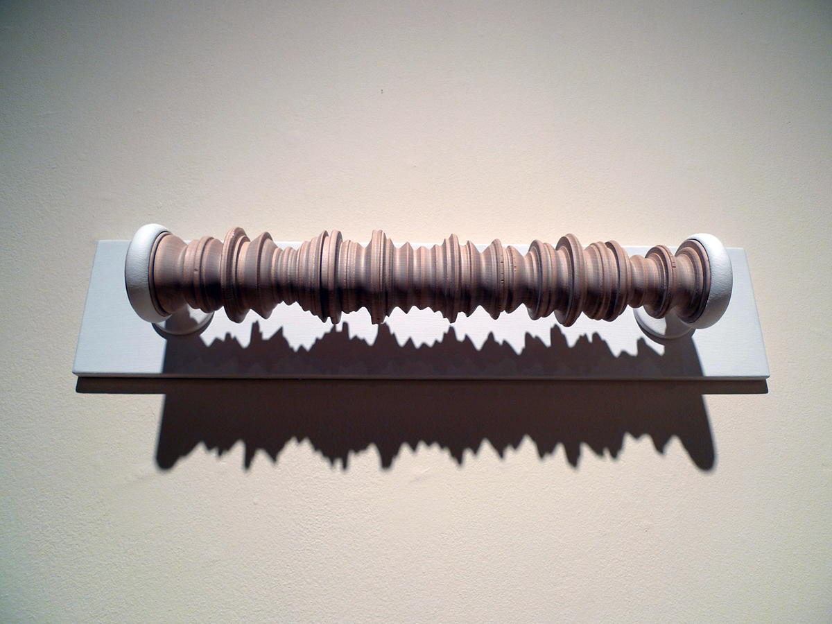 Beluga Sound Wave Form - carved on a lathe at Est-Nord-Est . So Close to the Glass and Shivering . Marylhurst University Art Gym . 2010