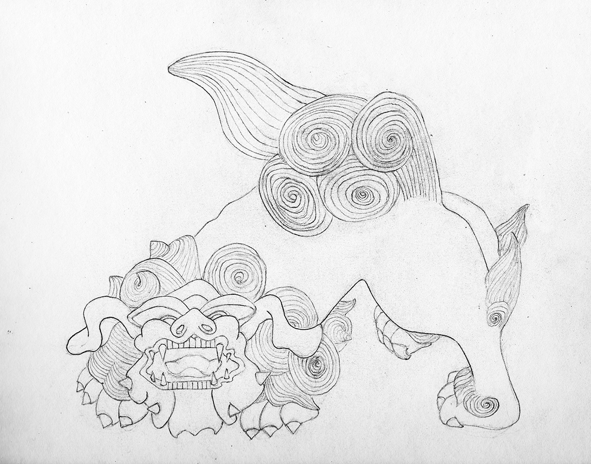 Drawing Lions at the Met . pencil . 2014