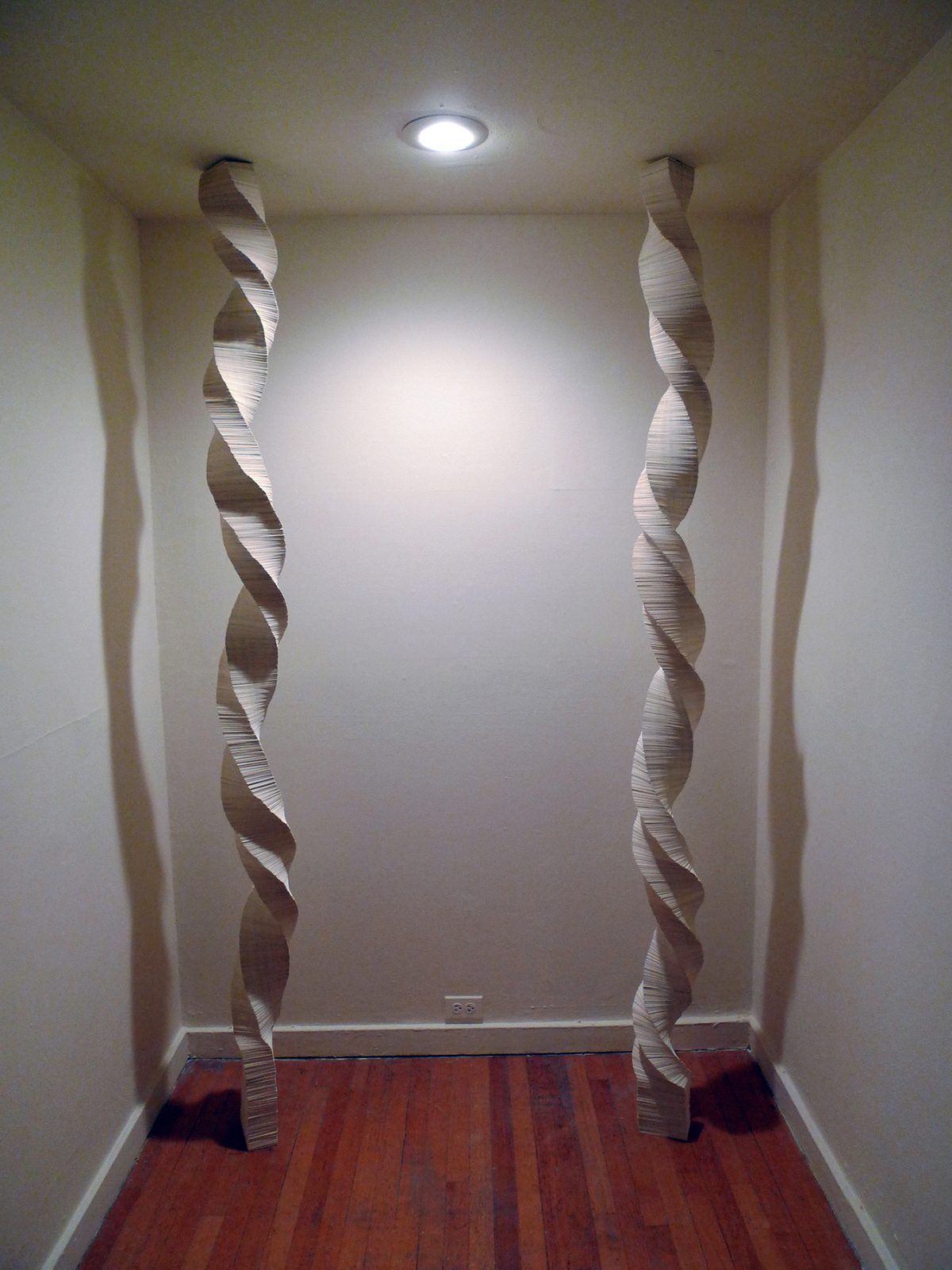 Stacked library catalog cards . So Close to the Glass and Shivering . Marylhurst University Art Gym . 2010