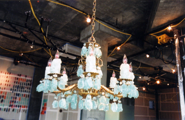 Car Crash Chandelier . broken windshield glass . Core Sample . Portland, Oregon . 2003