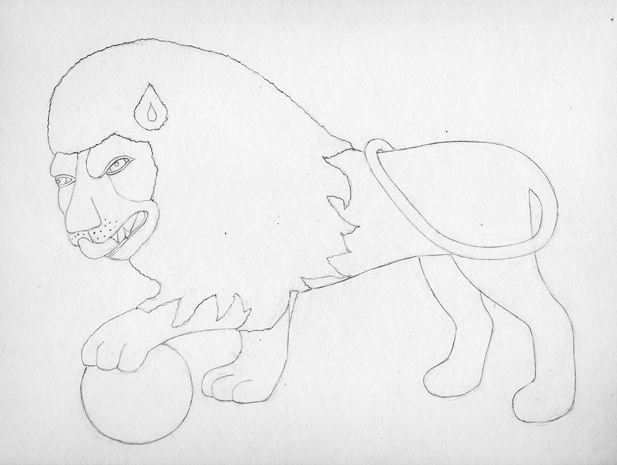 Drawing Lions at the Met . pencil . 2014