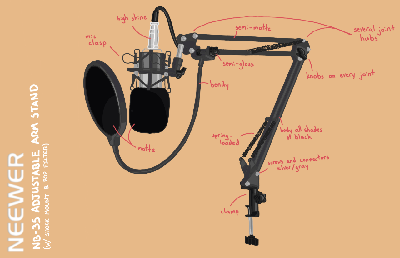 Exploratory sketch of a microphone stand (hard body).