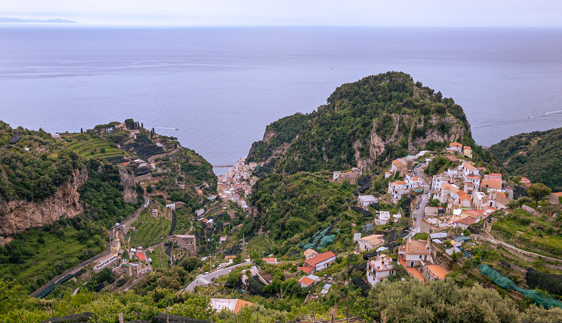 View of Atrani and Pontone from the lemon terrace