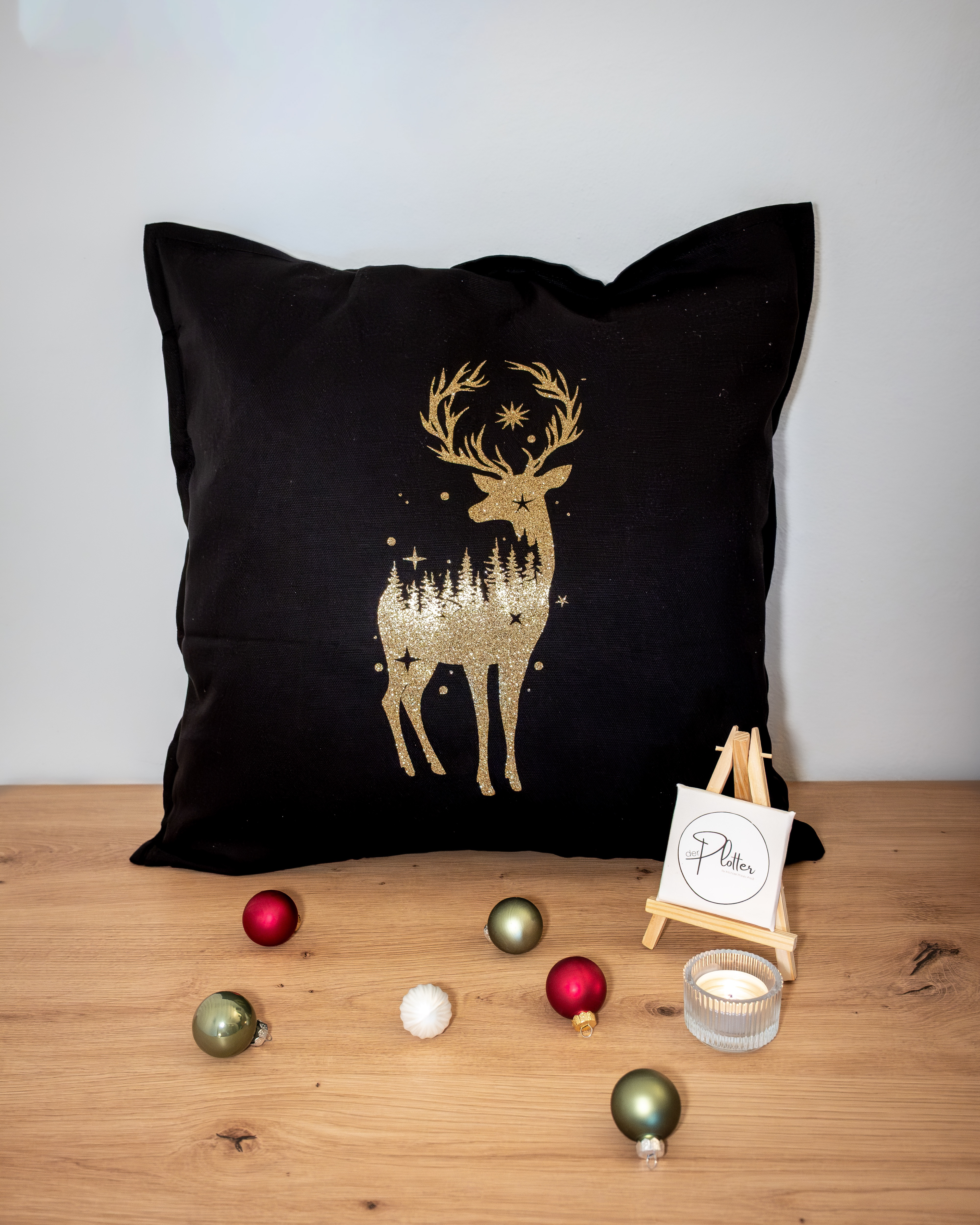 Polster schwarz  "Hirsch" - € 22,-