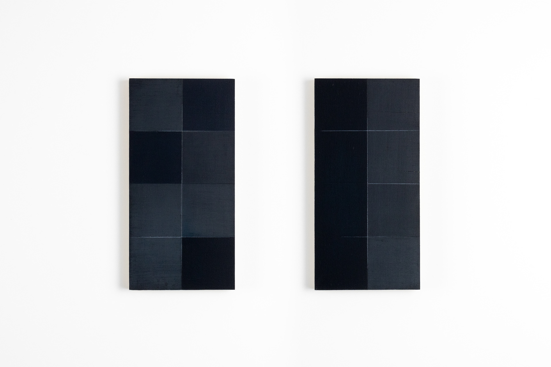 de4de - 03 & 04, olieverf en potlood op multiplex, 30 x 15 cm, 2024