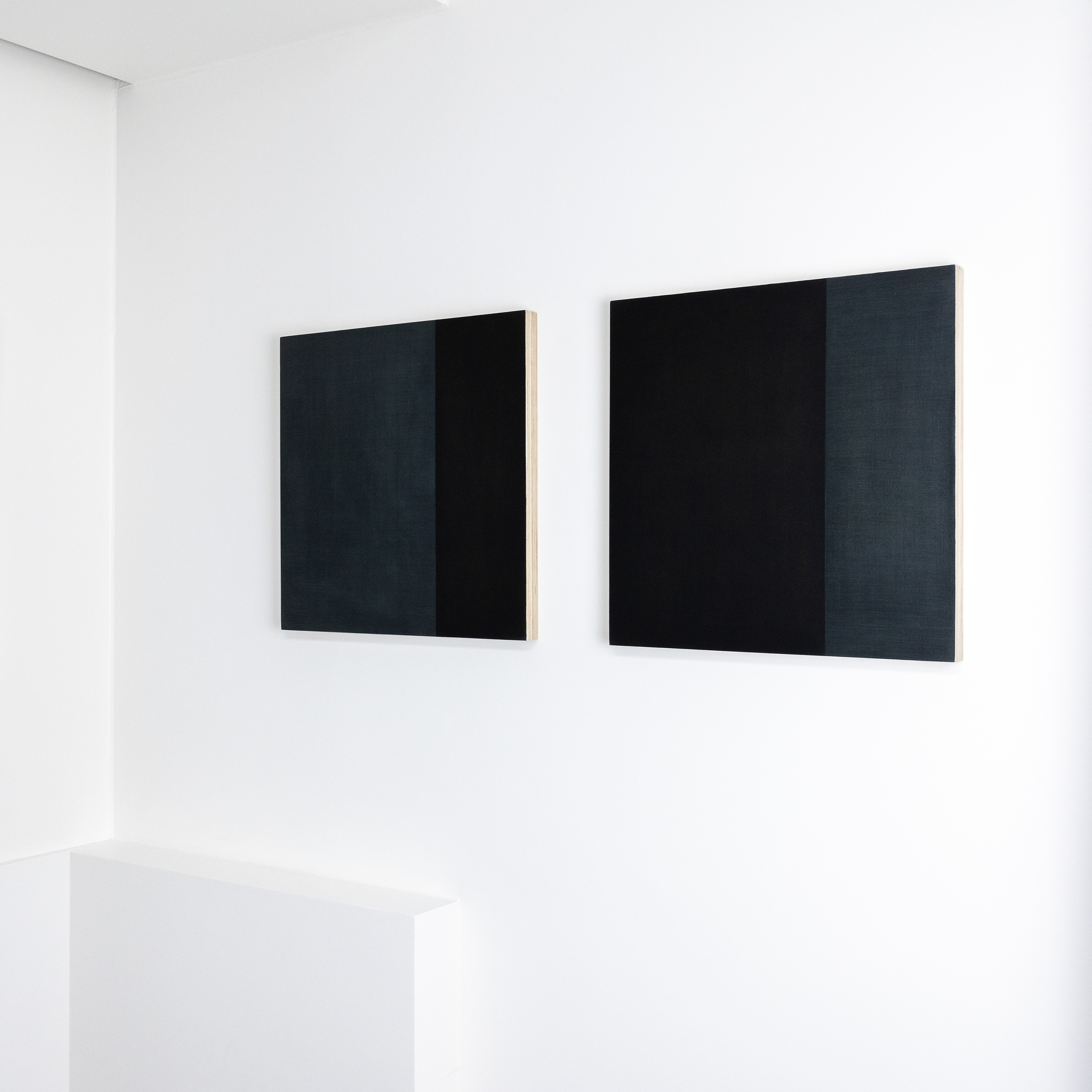 Geëffend pad, oil paint and pencil on birch plywood,  diptych 44 x 44 x 3 cm, 2024