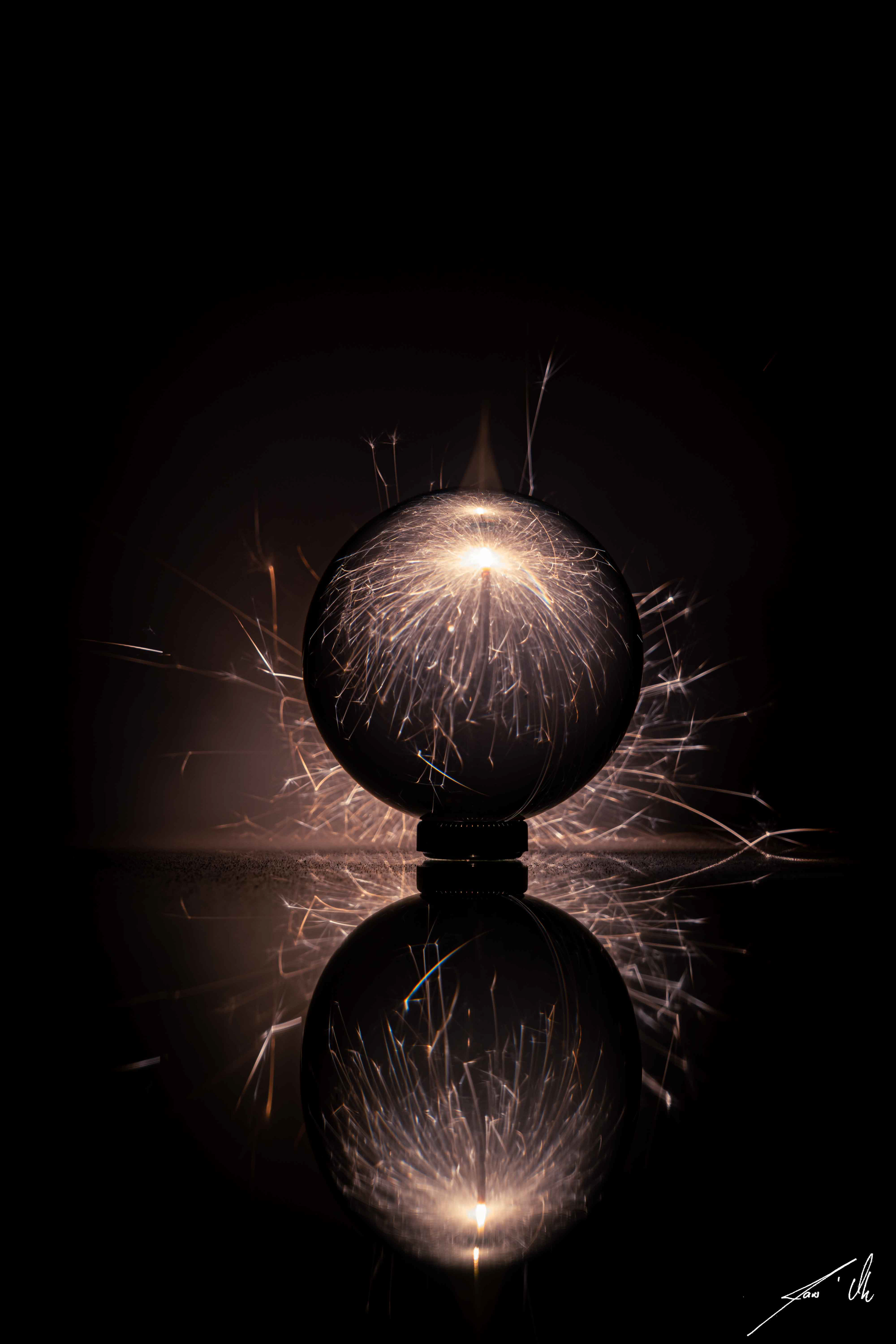 Lensball mit Wunderkerze