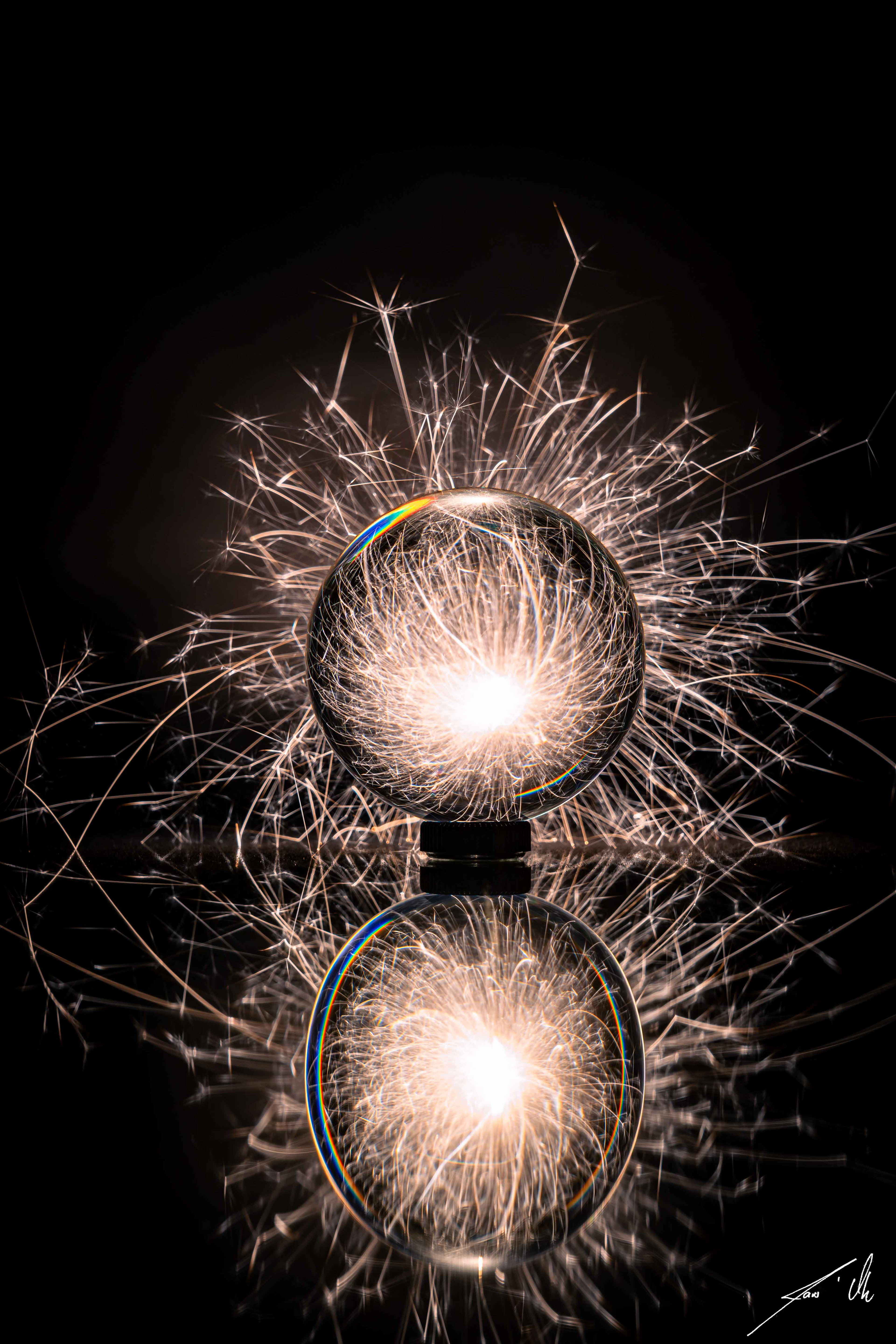 Lensball mit Wunderkerze