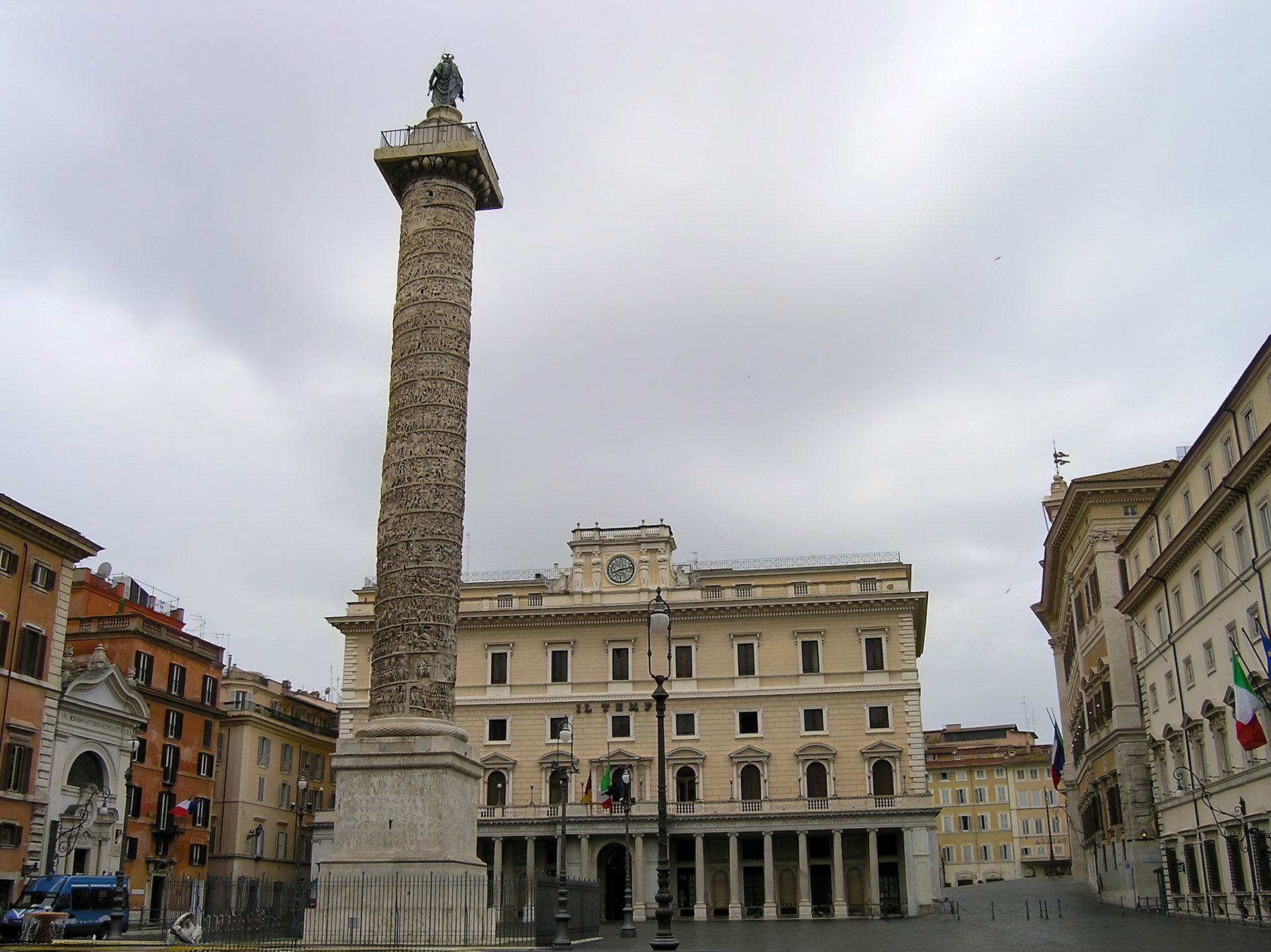 The Column of Marcus Aurelius in Piazza Colonna