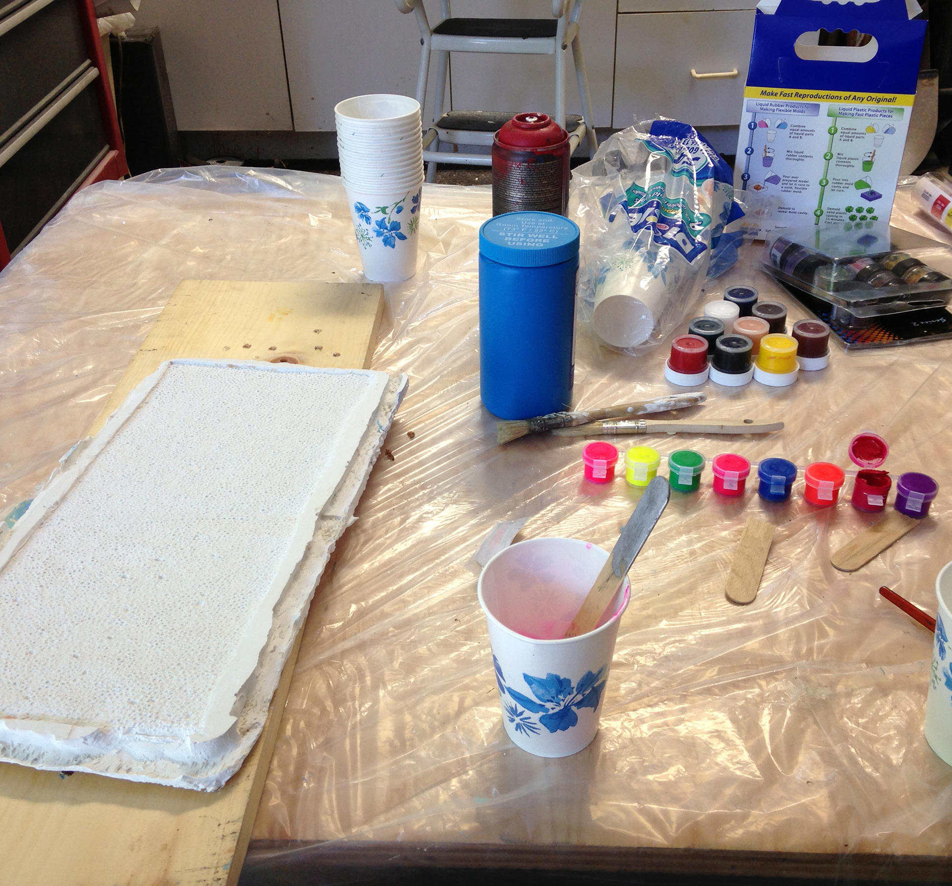 Getting ready to cast the mold with silicone resin